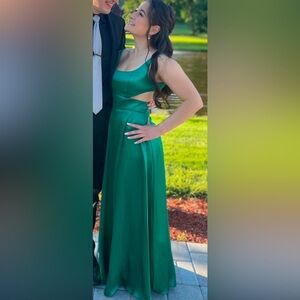 Satin emerald dress